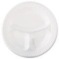 Eat-In Tools Plastic Dinnerware; Plate; 3-Comp; 10 1/4" dia; White; 125/Pack; 4 Packs/Carton EA183833